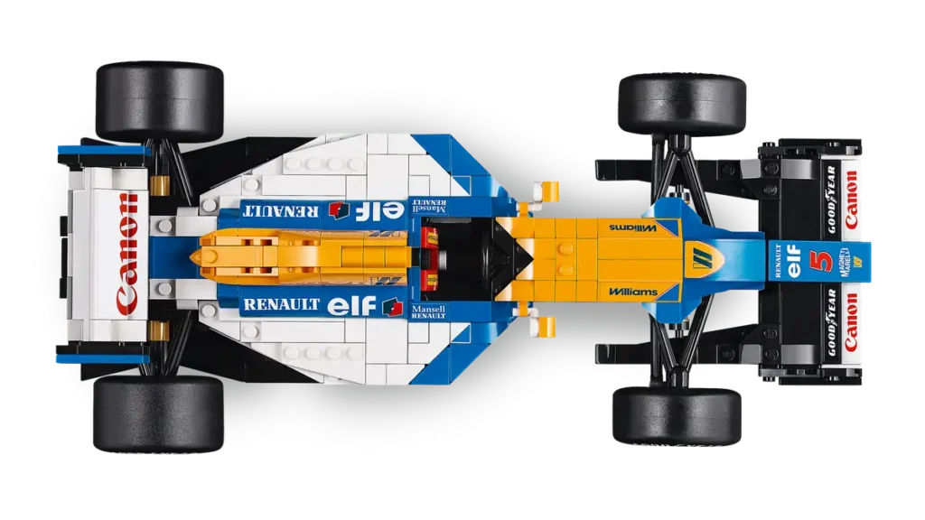 Top view shot of the New LEGO F1 Nigel Mansell FW14B